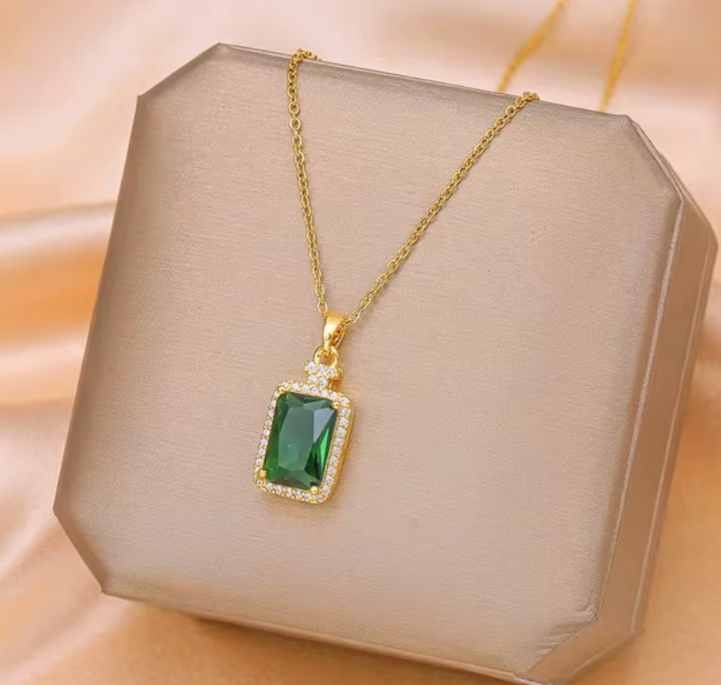 Colgante De Moda En Cristal Verde Esmera